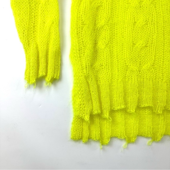Anthropologie The Posey Stitchy Distressed Sweater Small neon green cable knit - Picture 9 of 16